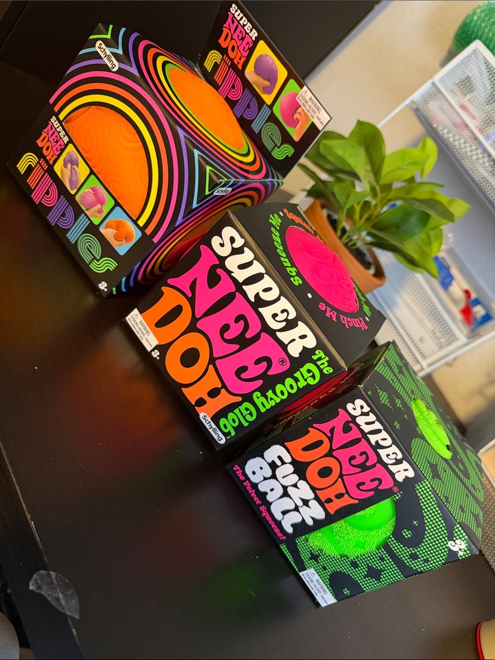 THREE Super Nedoh balls Ripples Groovy Glob & Fuzz Trio - Pink, Orange, Green